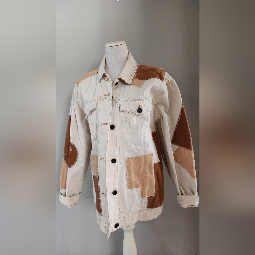 BDG Cream Patchwork Denim Jacket - image 1